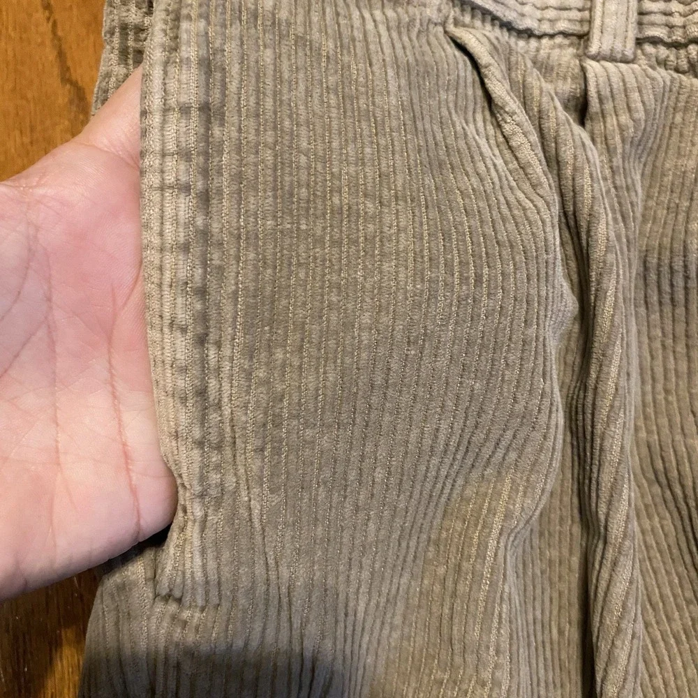 Men's Geoffrey Beene Corduroy Pants, Grey, 38 x 32 Pleated Cuffed VTG Grandpa D3